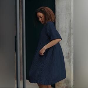 Esby Agnes Blue Striped Linen Dress